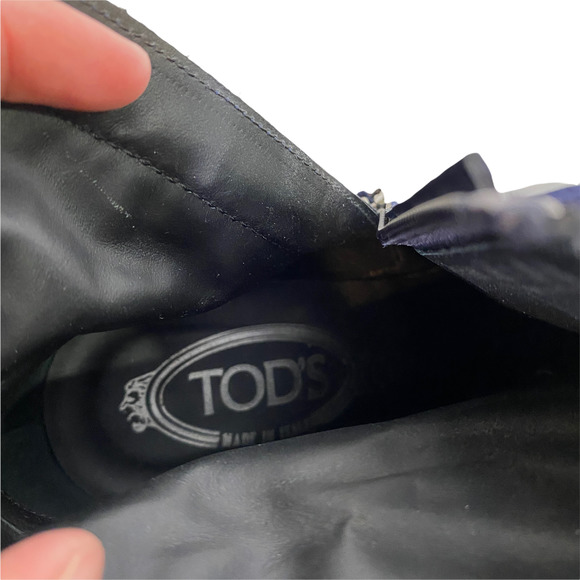 Tod's Women Boots Navy Suede Velvet Patent Leather Ankle Booties Zip 9.5 / 41 - Picture 2 of 8